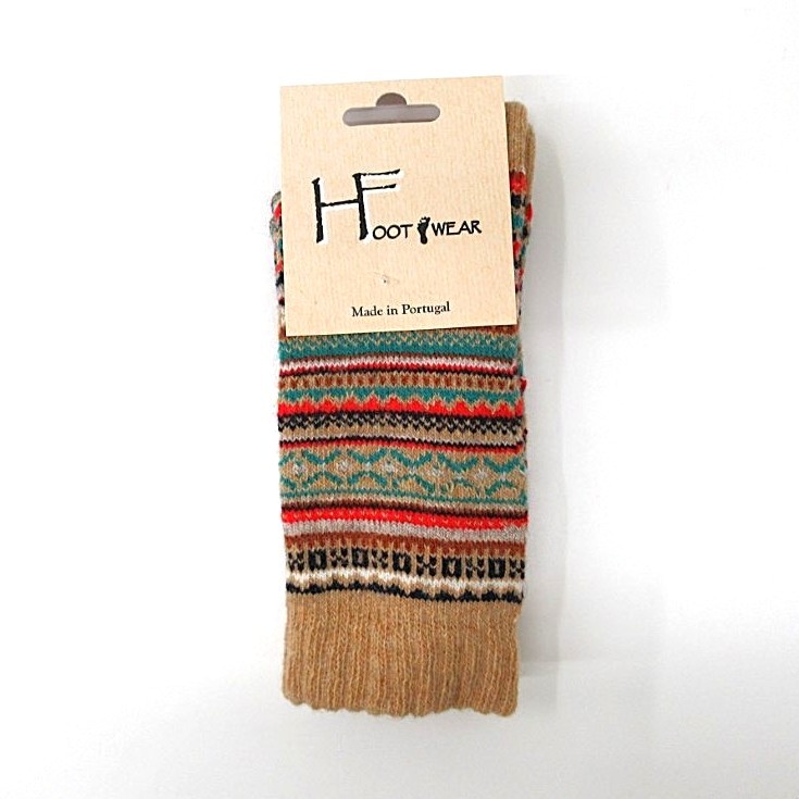 HFOOT WEAR【ポルトガル製】 フェアアイルソックス BE (FAIR ISLE)